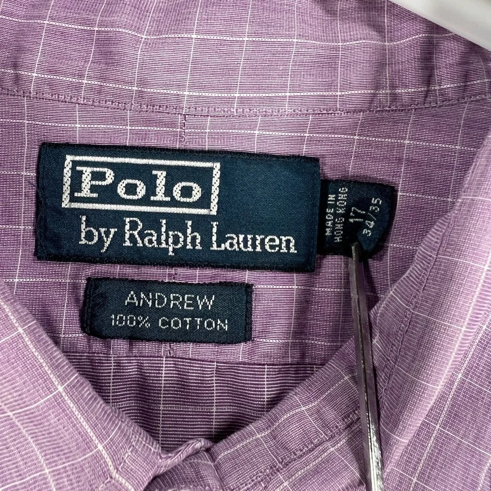 Polo Ralph Lauren Shirt Mens 17 Purple Check Long Sleeve Button Up Andrew Fit
